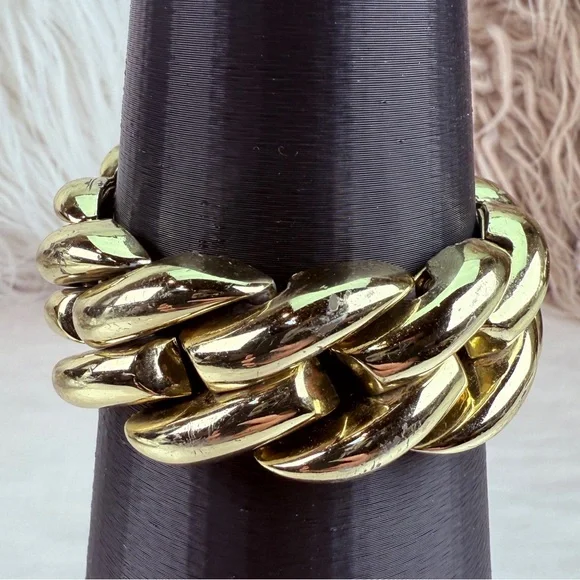 Vintage 80s weighted goldtone wideband bracelet - Picture 11 of 12